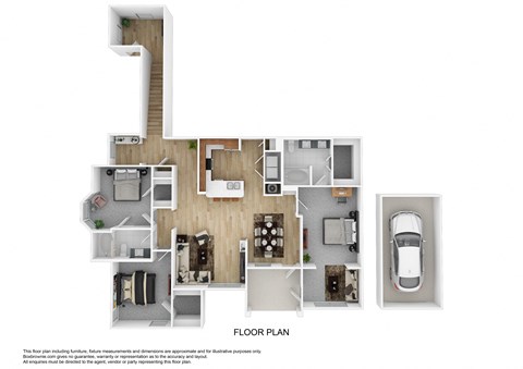 Floor plan for 3 beds, 2 baths, 1540 sqft